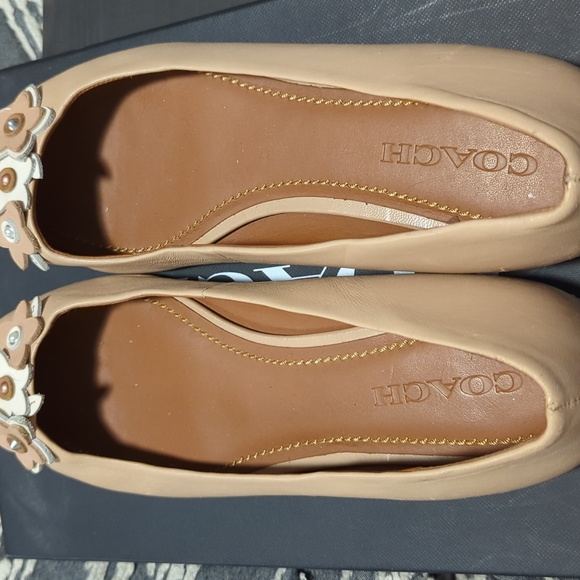 Coach Womens Cream Pink Flat w/ Floral Applique Pointed Toe FG1862 Sz 11 - Picture 4 of 8